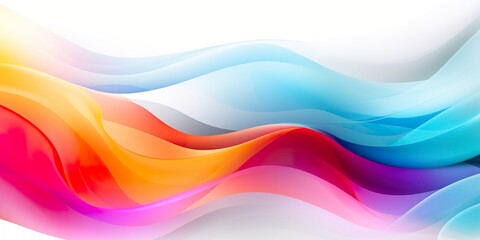 Colorful abstract wave lines flowing horizontally on a white background, ideal for technology, music, science and the digital world. 