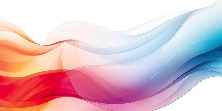 Colorful abstract wave lines flowing horizontally on a white background, ideal for technology, music, science and the digital world. 