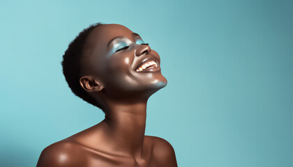 Portrait of a beautiful woman applying a moisturizing cream cosmetic product to her face.