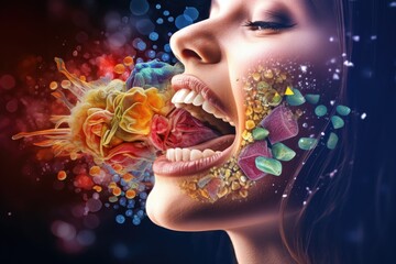 Mouth microbiome - obrazy, fototapety, plakaty