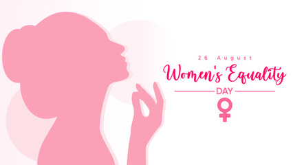 Fototapeta na wymiar Women Equality Day with 2 female silhouettes facing up