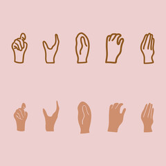Human hand gestures flat style and icon design  - 632991003