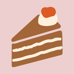 A piece of chocolate cake vector and illustration - 632991064