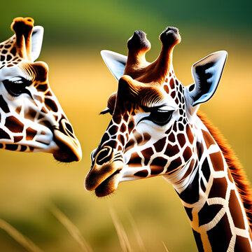 Giraffes in the hot savannah AI images