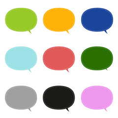 Oval speech bubble set icons  in felt fabric style.