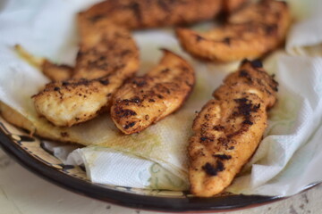 close up of fried chicken breasts