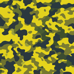 Camouflage seamless pattern. Trendy style camo, repeat print. Vector illustration. Khaki texture, perfect for military army design.