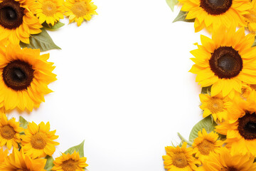 Frame made of different sunflowers