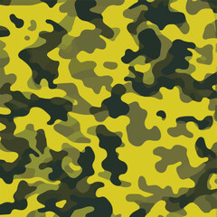 Camouflage seamless pattern. Trendy style camo, repeat print. Vector illustration. Khaki texture, perfect for military army design.