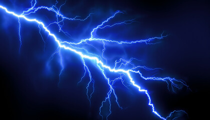 Blue lightning on dark background - obrazy, fototapety, plakaty