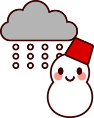 雪と笑顔の雪だるま（snow and snowman）
