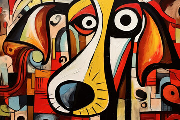 Abstract dog painting. Pet. Animals art. Illustration, Generative AI.