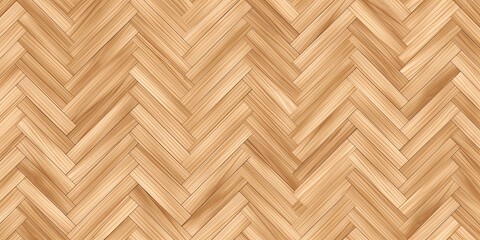 Seamless classic parquet wood floor background texture. Tileable light brown redwood, oak or pine hardwood woven zigzag herringbone repeat pattern. Wooden laminate or linoleum tiles. Generative AI