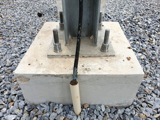 Steel structure with grounding cable of 115kV electrical equipment in switchyard and substation