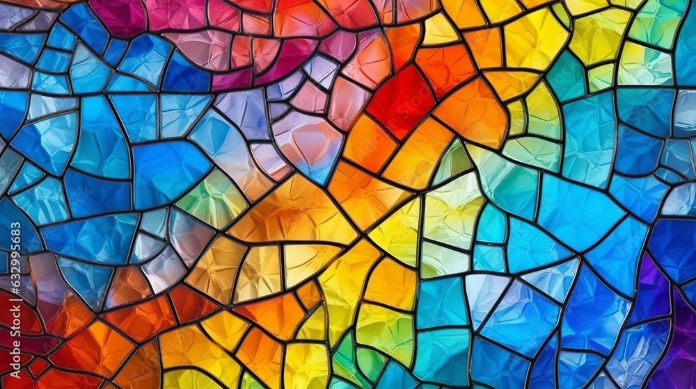 Poster multicolored stained glass with an irregular pattern