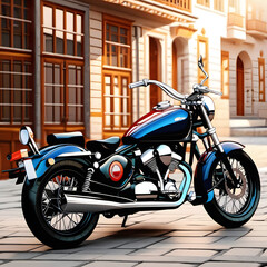 Obraz na płótnie Canvas shiny motorbikes for locomotion, AI-Images