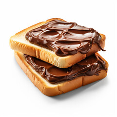Toasts with chocolate butter isolated on white background. Made with generative ai