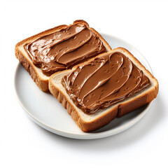 Toasts with chocolate butter isolated on white background. Made with generative ai