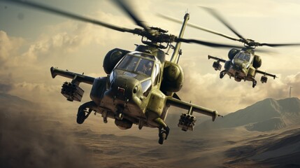 重武装の戦闘ヘリコプター
