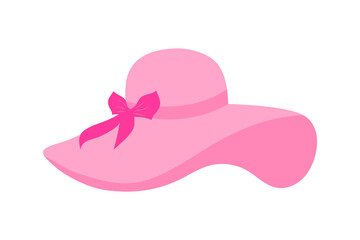 Cute cartoon pink hat with a bow. Apparel for doll. Fashion glamour icon.