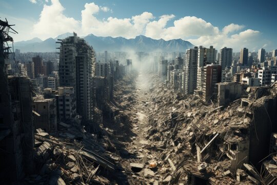 地震で崩壊した大都市
