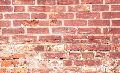 Old red brick wall texture background with copy space for text or image