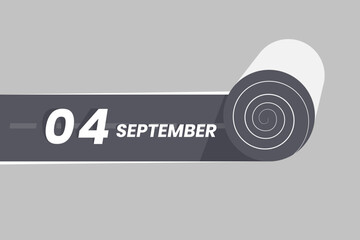 September 4 calendar icon rolling inside the road. 4 September Date Month icon vector illustrator.