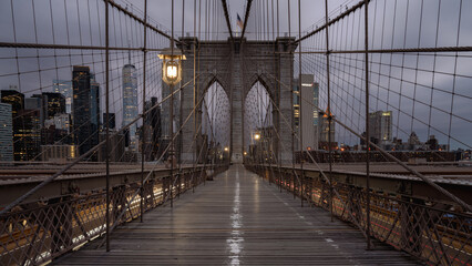 Brooklyn Bridge on a cloudy early morning