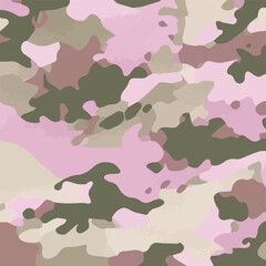 Camouflage seamless pattern. Trendy style camo, repeat print. Vector illustration. Khaki texture, perfect for military army design.