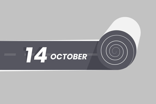 October 14 calendar icon rolling inside the road. 14 October Date Month icon vector illustrator.