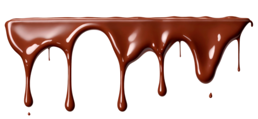 Pouring chocolate dripping border isolated on transparent background