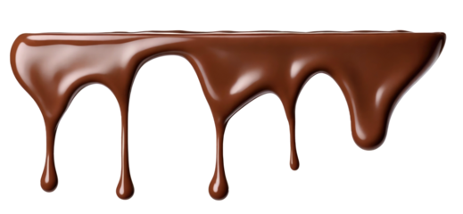 Melted chocolate dripping on transparent background