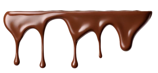 Zelfklevend Fotobehang Melted chocolate dripping on transparent background © Formatoriginal