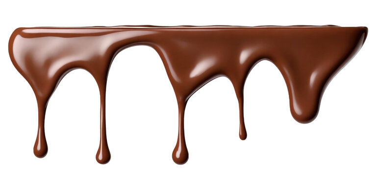 Melted chocolate dripping on transparent background