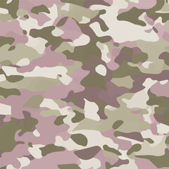 Camouflage seamless pattern. Trendy style camo, repeat print. Vector illustration. Khaki texture, perfect for military army design.