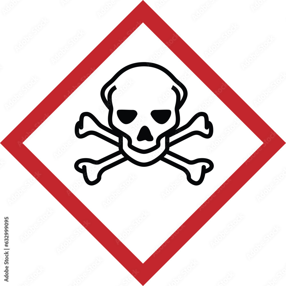 Poster Poison crossbones symbol. Hazard symbol. International standard poisonous substance sign. Skull and crossbones hazard pictogram.