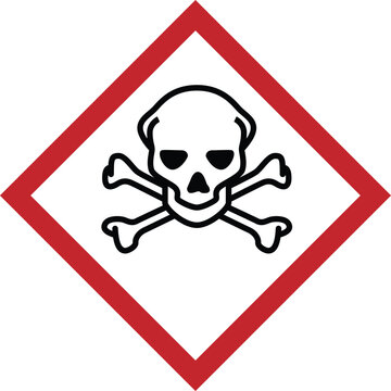 Poison crossbones symbol. Hazard symbol. International standard poisonous substance sign. Skull and crossbones hazard pictogram.