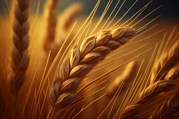 Close-up of wheat ears against a wheat field
