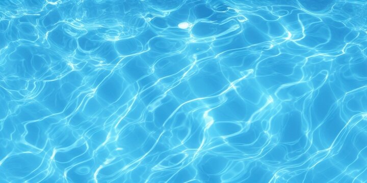 Seamless realistic water ripples or ocean waves tileable summer background texture. Sparkling crystal clear blue refreshing swimming pool, fountain, pond or lake pattern. High resolution, GenerativeAI