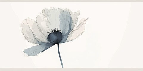 Illustration of simple flower design. Floral design. Anemone. Poppy. Image for desktop. Generative AI