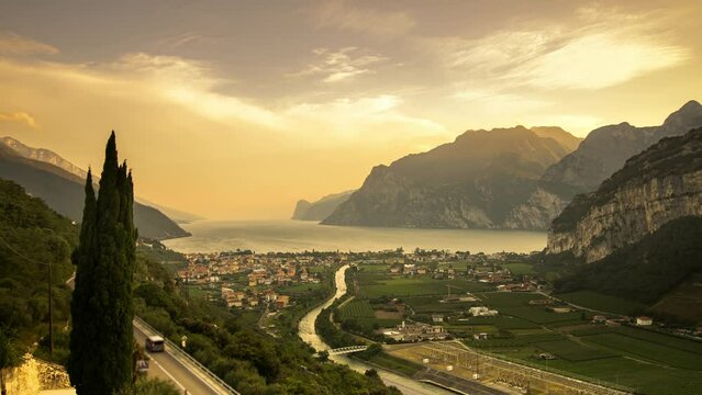 Sunset at Lake Garda. Timelapse