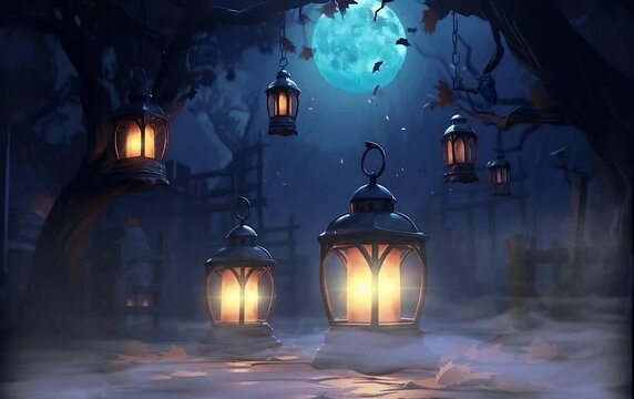 halloween night scary animation looping video animated background