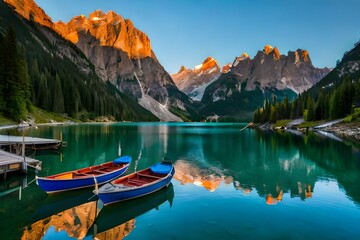 Obraz premium boats in sea generated by AI tool