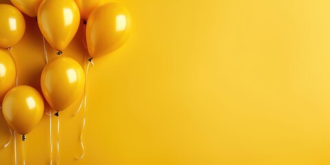 Bright yellow balloons on a yellow background, with a place for text. The banner is yellow....