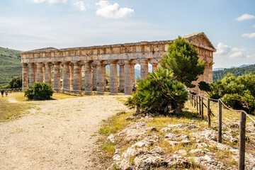 View of the ancient temple of Segesta, Sicily, Italy