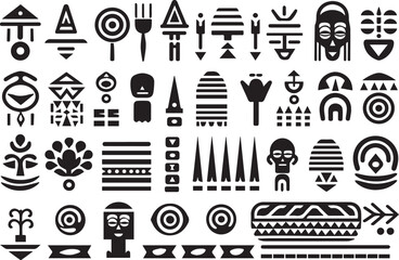 African tribal patterns and symbols vector illustration