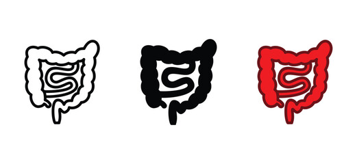 Intestine icon vector. Digestive tract organs, gut icon symbol in line and flat style. Medicals care vector illustration