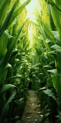 Obraz premium Corn field, harvesting, eco-friendly products. Generative AI