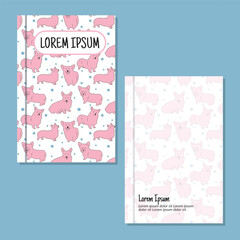 Cover page templates. cute puppies pattern layouts. Applicable for notebooks and journals, planners, brochures, books, catalogs etc. Repeat patterns and masks used, able to resize.