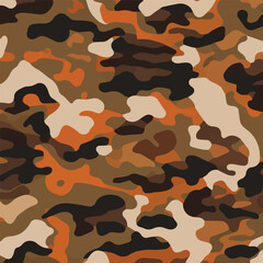 Camouflage seamless pattern. Trendy style camo, repeat print. Vector illustration. Khaki texture, perfect for military army design.